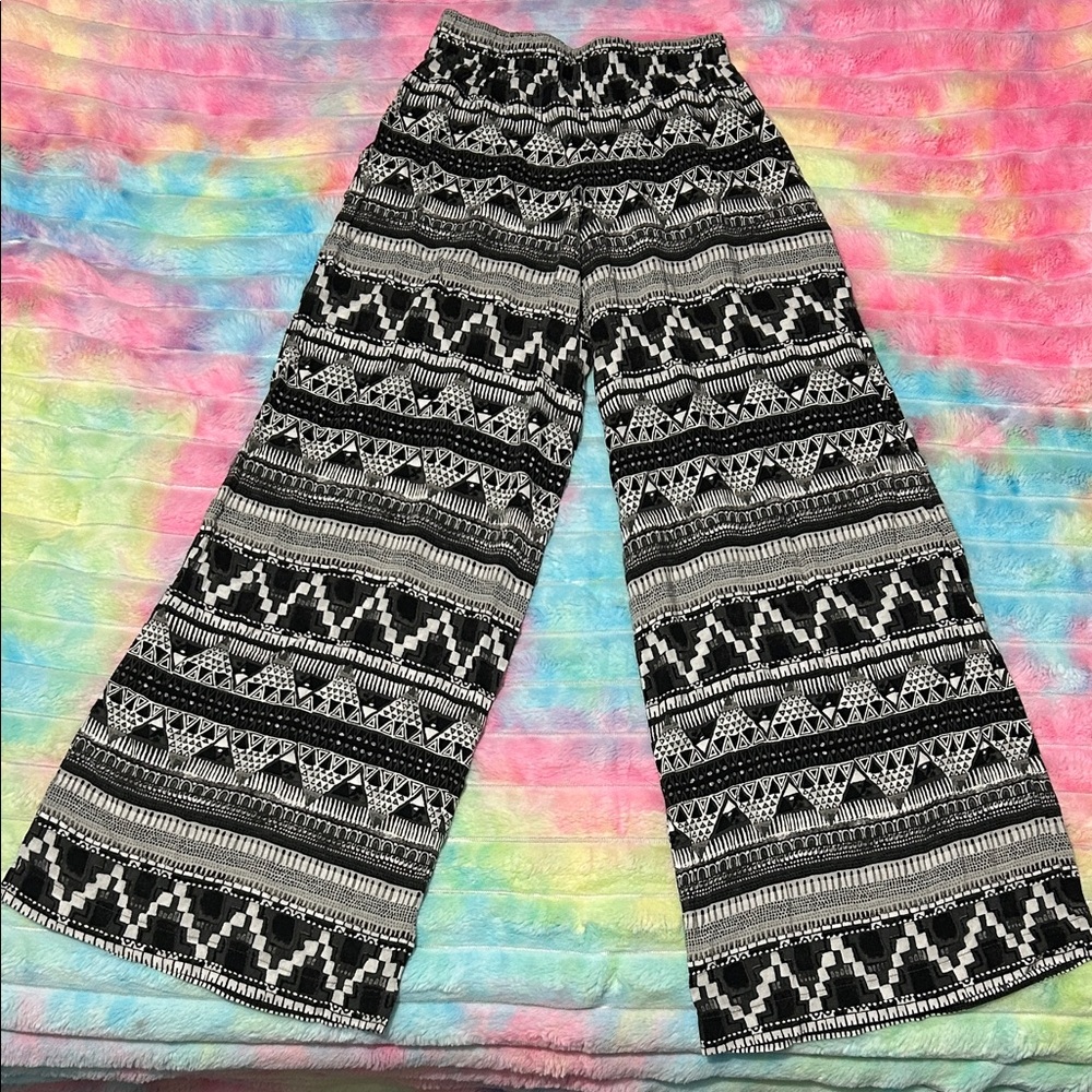 Palazzo Wide Leg Black and White Pattern Pants